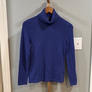 Lord & Taylor Royal Blue 100% Cashmere Turtleneck Sweater
